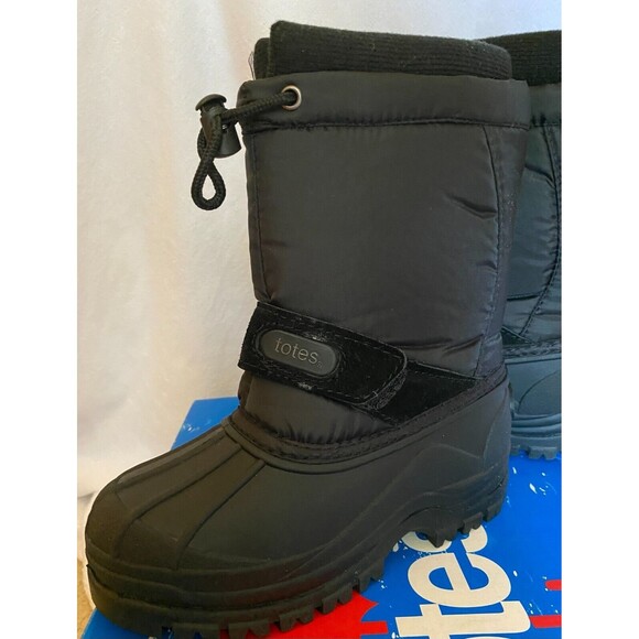 Totes Kids Youth Black Waterproof Shell Rain Snow Boots, Size 1M - Picture 2 of 7